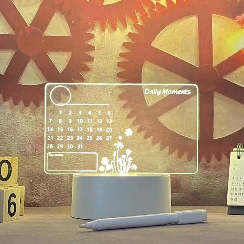 Acrylic Transparent Luminous Calendar Note Board Erasable Ins Message Board