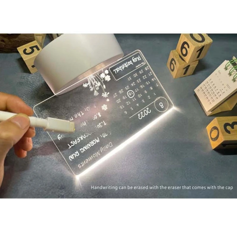 Acrylic Transparent Luminous Calendar Note Board Erasable Ins Message Board