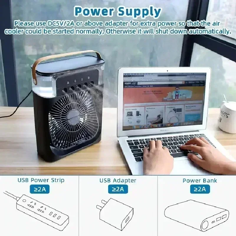 Original Mini Portable Air Conditioner Fan, 5 in 1 Evaporative Mini Air Conditioner Fan,