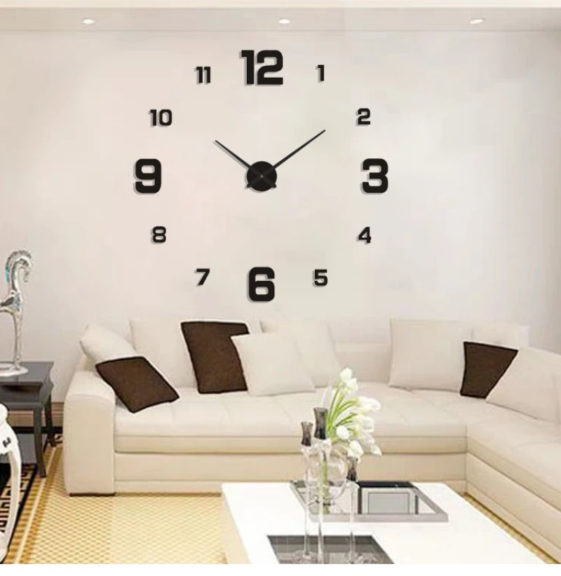 3D Luminous Wall Clock Frameless Acrylic DIY Digital Clock Wall