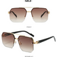 Men's Metal Sunglasses Square Half Frame Rice Nails Casual Trend Personality Retro Fashion Outdoor Sports Eyeglasses