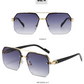 Men's Metal Sunglasses Square Half Frame Rice Nails Casual Trend Personality Retro Fashion Outdoor Sports Eyeglasses