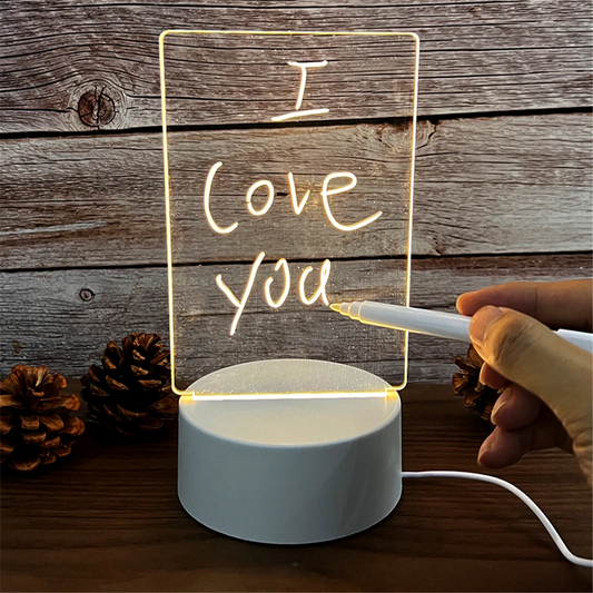 Transparent Message Board Night Light Glowing Memo Acrylic LED Ambient Lights Daily Moment