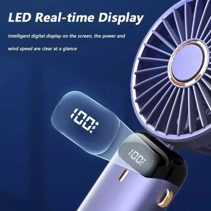 Handheld Neck Hanging USB Mini Fan Foldable Portable 5 Speed Rechargeable Fan,
