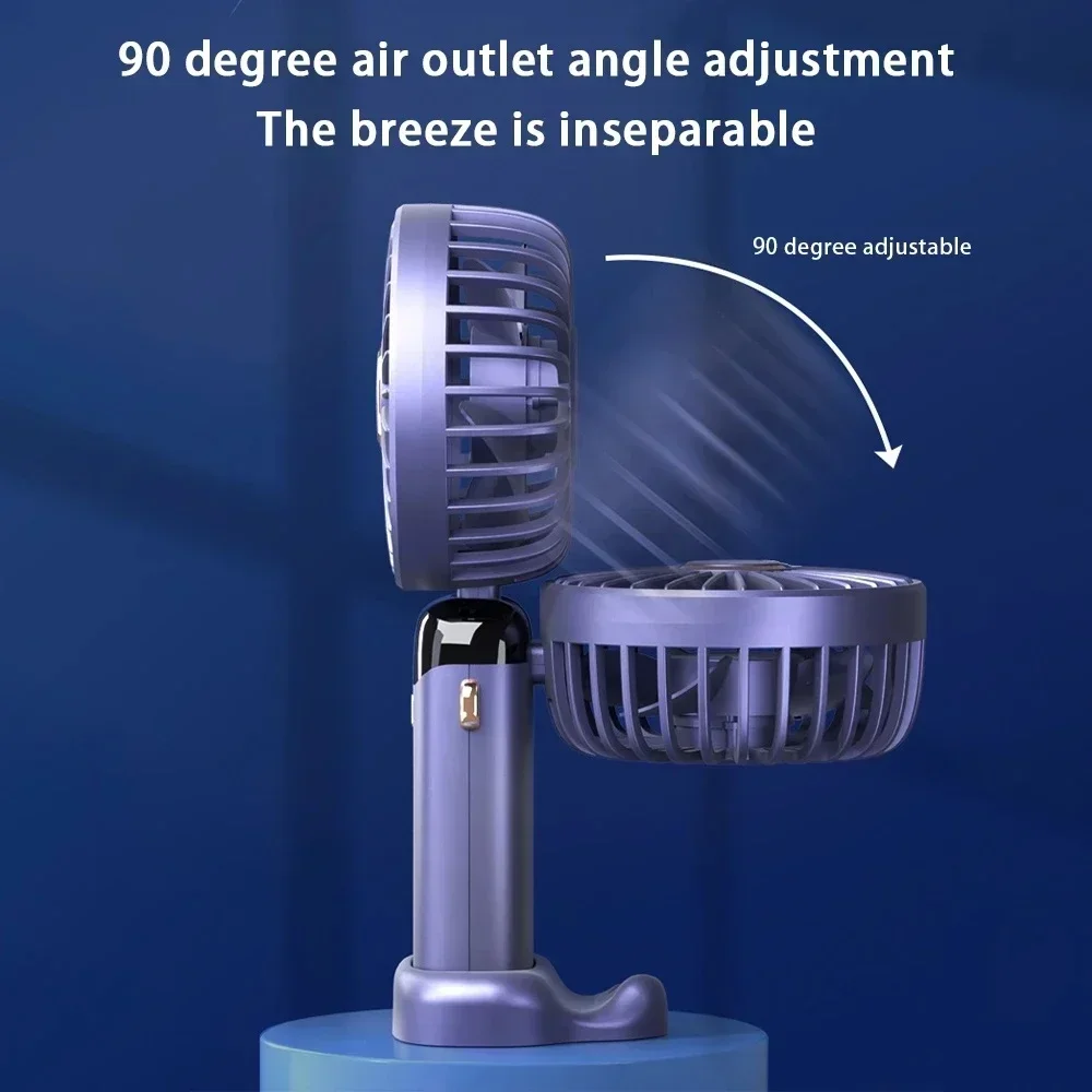 Handheld Neck Hanging USB Mini Fan Foldable Portable 5 Speed Rechargeable Fan,