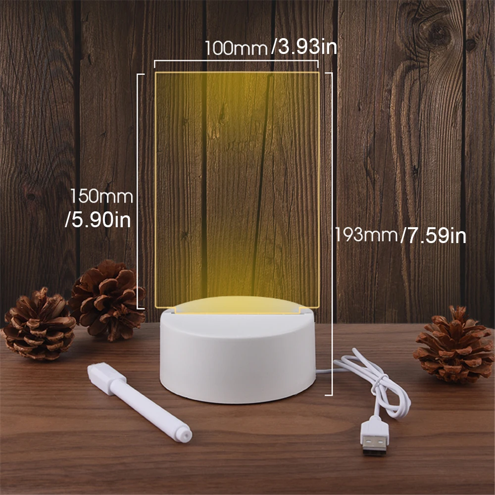 Transparent Message Board Night Light Glowing Memo Acrylic LED Ambient Lights Daily Moment