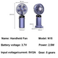 Handheld Neck Hanging USB Mini Fan Foldable Portable 5 Speed Rechargeable Fan,